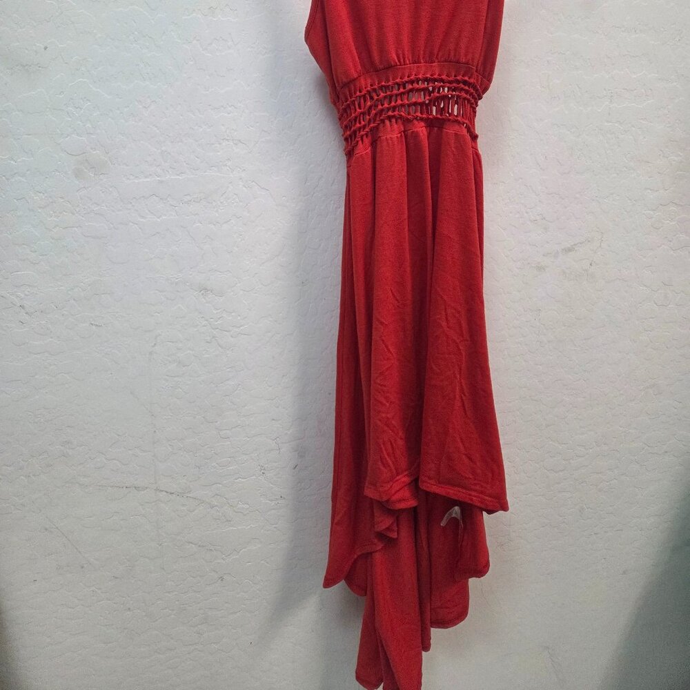 Red Spaghetti strapped dress-Size Small-Beachy High Low Sexy - Picture 4 of 4